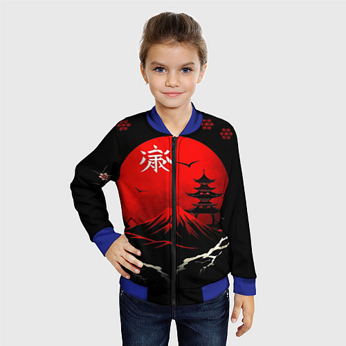 Детский бомбер Japan red black nature / 3D-Синий – фото 4