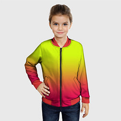 Бомбер детский Градиент салатовый в розовый, цвет: 3D-красный — фото 2