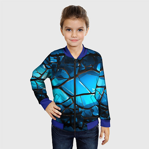 Детский бомбер Синяя текстура объемных плит / 3D-Синий – фото 4
