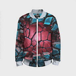 Бомбер детский Объемные слои разбитых плит, цвет: 3D-серый