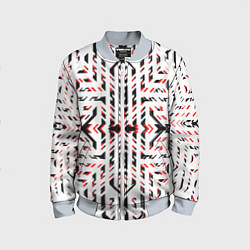 Бомбер детский Чёрно-красные диагональные полосы на белом фоне, цвет: 3D-серый