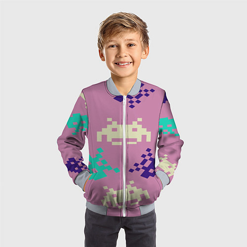 Детский бомбер Пиксели фильтр / 3D-Серый – фото 3