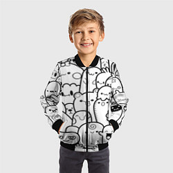 Бомбер детский Doodle monsters, цвет: 3D-черный — фото 2