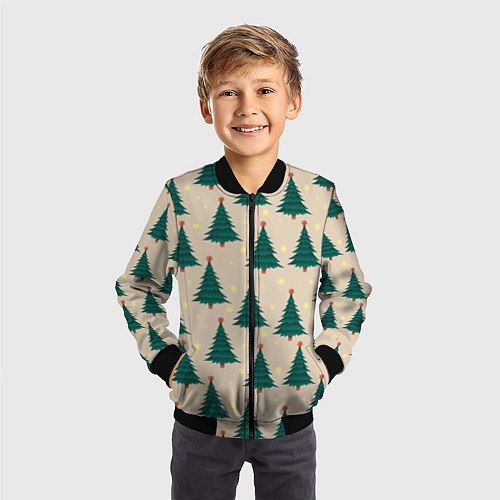 Детский бомбер Новогодняя ель / 3D-Черный – фото 3