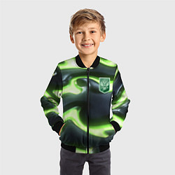 Бомбер детский Зеленый неоновый камуфляж, цвет: 3D-черный — фото 2