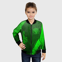 Бомбер детский Manchester City - green gradient вертикально, цвет: 3D-черный — фото 2