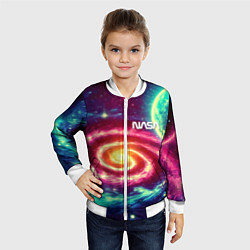 Бомбер детский Spiral galaxy - neon glow, цвет: 3D-белый — фото 2