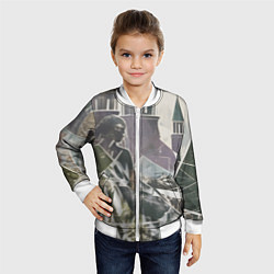 Бомбер детский Отпечаток силуета, цвет: 3D-белый — фото 2