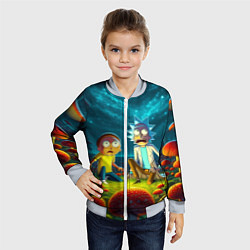 Бомбер детский Rick and Morty on the fly agaric planet, цвет: 3D-серый — фото 2
