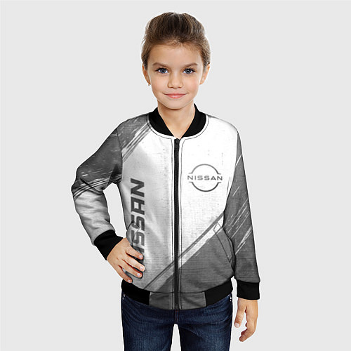 Детский бомбер Nissan - white gradient вертикально / 3D-Черный – фото 4