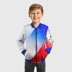 Бомбер детский Цвета флага России абстрактный, цвет: 3D-синий — фото 2