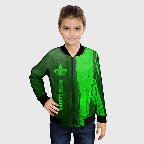 Детский бомбер Saints Row - green gradient по-вертикали / 3D-Черный – фото 4