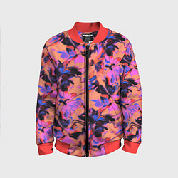 Бомбер детский Абстрактные цветы - текучая краска, цвет: 3D-красный