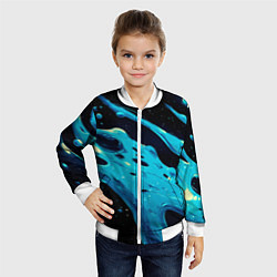 Бомбер детский Синие волны краски на черном, цвет: 3D-белый — фото 2