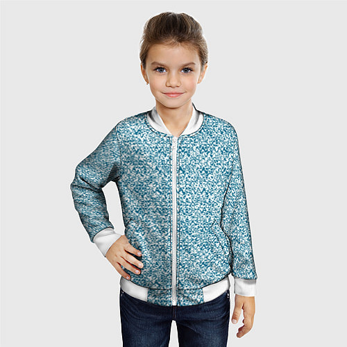 Детский бомбер Бело-синий текстурный / 3D-Белый – фото 4
