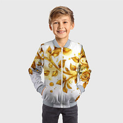Бомбер детский Золотые листья на белом, цвет: 3D-серый — фото 2
