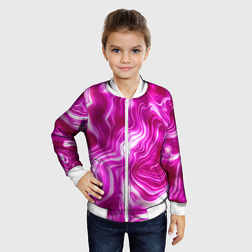 Детский бомбер Завихрения - оттенки розового и белого / 3D-Белый – фото 4