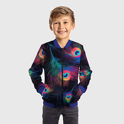 Бомбер детский Павлиньи перья - разные оттенки, цвет: 3D-синий — фото 2