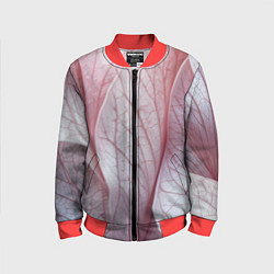 Бомбер детский Розовые листья, цвет: 3D-красный