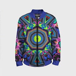 Бомбер детский Оптический узор неоновые краски, цвет: 3D-синий