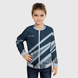 Бомбер детский Sport синий текстурный с полосами, цвет: 3D-серый — фото 2