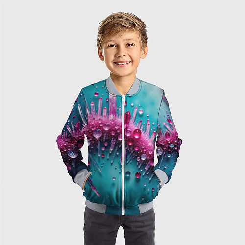 Детский бомбер Розовые кристаллы / 3D-Серый – фото 3