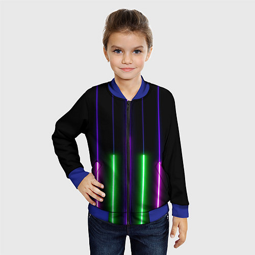 Детский бомбер Color Purple green pink / 3D-Синий – фото 4