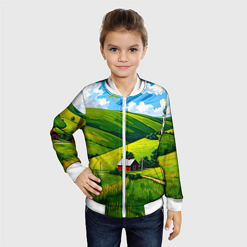 Детский бомбер Русская деревенька / 3D-Белый – фото 4