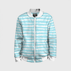 Бомбер детский Бело-голубой полосатый паттерн, цвет: 3D-белый