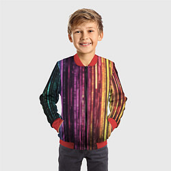 Бомбер детский Неоновый и переливающийся киберпанк узор, цвет: 3D-красный — фото 2