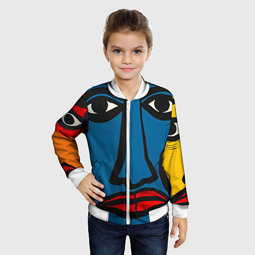 Детский бомбер Арт с лицами / 3D-Белый – фото 4