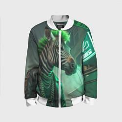 Бомбер детский Cyperpunk zebra, цвет: 3D-белый