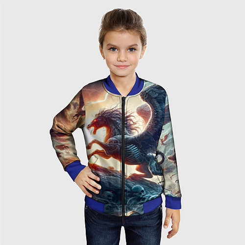 Детский бомбер Пегас тёмных сил - нейроарт / 3D-Синий – фото 4