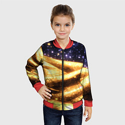 Бомбер детский Золотая текстура и синее небо, цвет: 3D-красный — фото 2