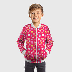 Бомбер детский Skzoo pattern pink, цвет: 3D-белый — фото 2