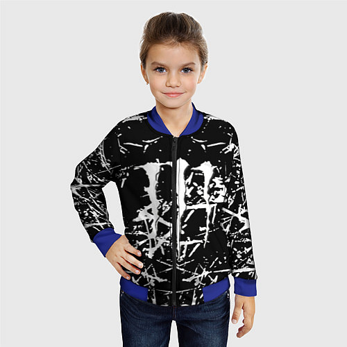 Детский бомбер Monster energy белые штрихи краско / 3D-Синий – фото 4