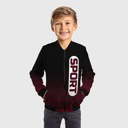 Детский бомбер Sport чёрно-розовый текстурный градиент / 3D-Черный – фото 3