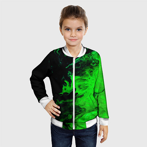 Детский бомбер Color green black / 3D-Белый – фото 4