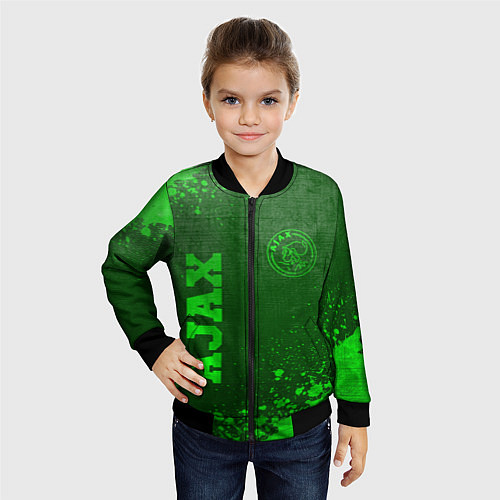 Детский бомбер Ajax - green gradient вертикально / 3D-Черный – фото 4