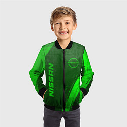 Бомбер детский Nissan - green gradient вертикально, цвет: 3D-черный — фото 2