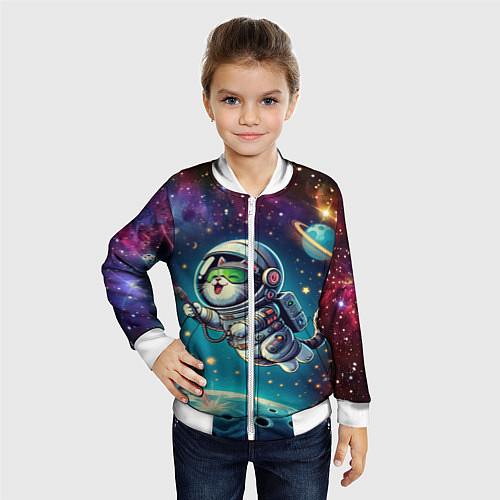 Детский бомбер Котик в космосе с лазерным пистолетом / 3D-Белый – фото 4
