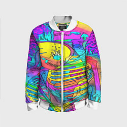Бомбер детский Черепа неоновые краски, цвет: 3D-белый
