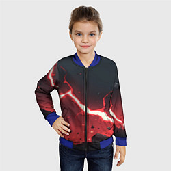 Бомбер детский Красная молния на черной текстуре, цвет: 3D-синий — фото 2