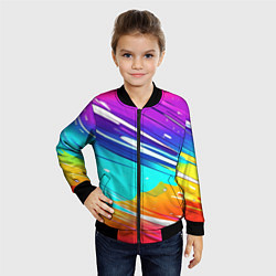 Бомбер детский Радужные брызги краски текстура, цвет: 3D-черный — фото 2