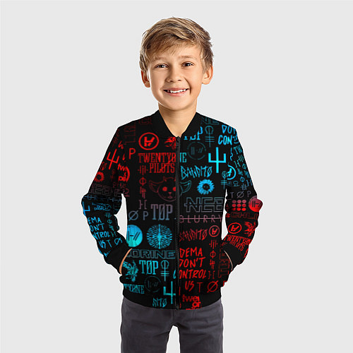 Детский бомбер Twenty one pilots rock pattern / 3D-Черный – фото 3