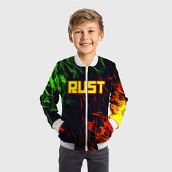 Бомбер детский RUST огненная текстура, цвет: 3D-белый — фото 2