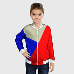 Бомбер детский Серо-сине-красный трёхцветный, цвет: 3D-белый — фото 2