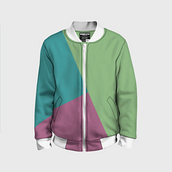 Бомбер детский Сине-зелёно-розовый тёмный трёхцветный, цвет: 3D-белый