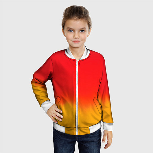 Детский бомбер Абстракция с красным и желтым / 3D-Белый – фото 4