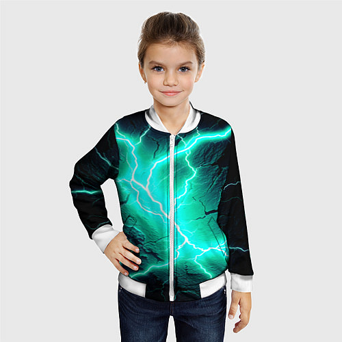 Детский бомбер Color light blue black / 3D-Белый – фото 4